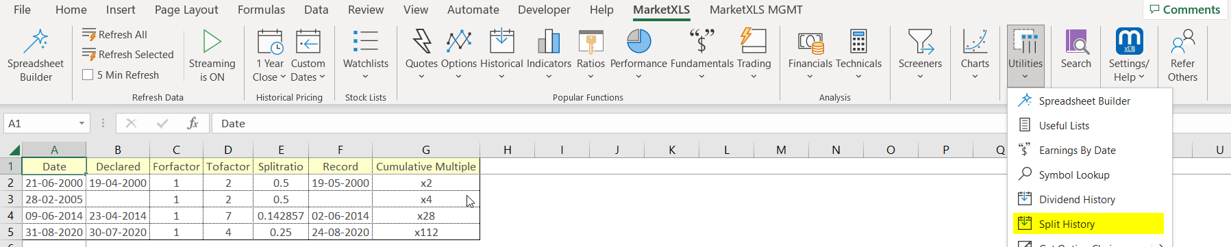 Stock Split Calculator Excel: Easy Steps to Calculate - MarketXLS