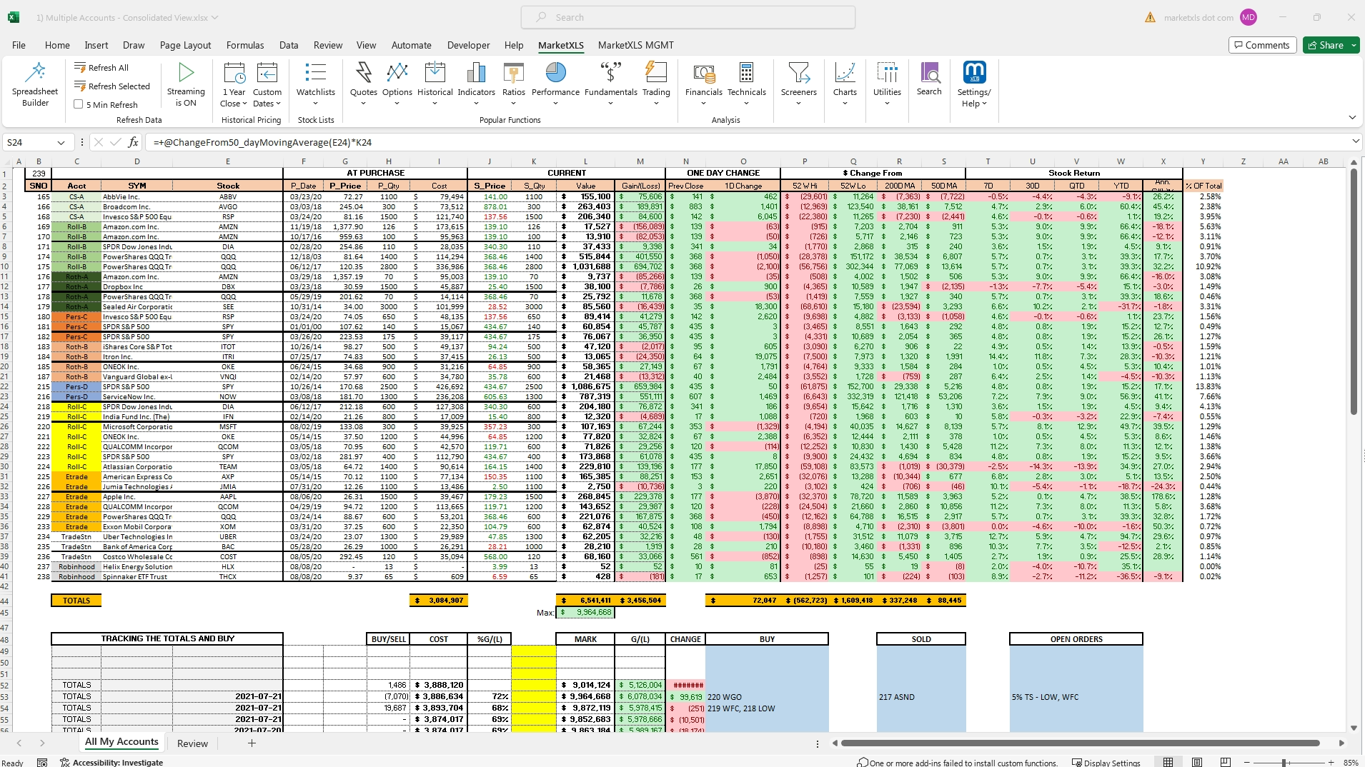 Investment Tracker in Excel : Track Your Portfolio Easily - MarketXLS